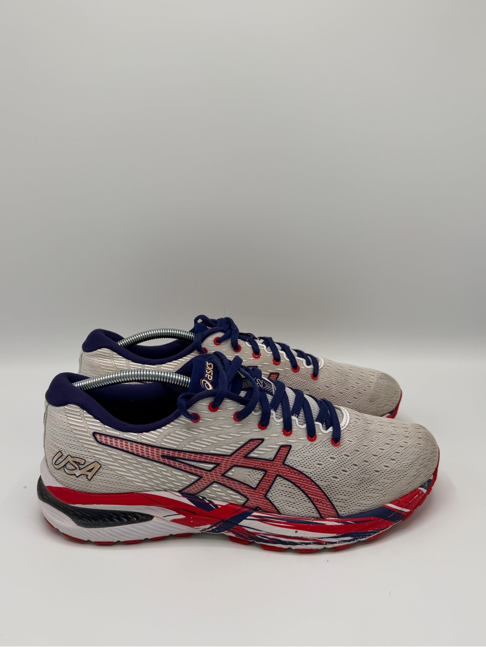 ASICS men’s Sneakers in White, Navy & Red #USA #Asics